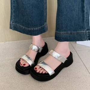 0389 1 Women’s Light Weight Thick Soled Summer Autumn Spring Outdoor Wedge Heel Platform Sandals with Large Size Wide Feet