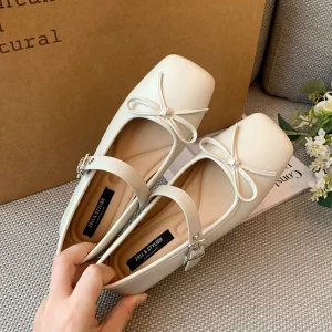 0752-10 French Vintage Mary Jane Women’s Shoes Wide Width Ballet Flats Elegant Casual Dress Shoes Comfortable Soft Slip-on