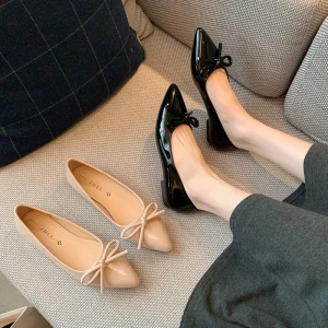 1688 36 Elegant Women’s Flat Shoes Sexy Bow Slip on Party Wedding Office Outdoor Versatile Ladies Dress Footwear New Arrival