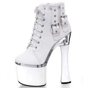 18cm Sexy Fashion Fetish Stage Large Women’s Boots Pole Dancer Black Gothic Full Dress Stripper Boots