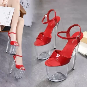 20cm Crystal Wedge Heel Slippers Women Summer Waterproof Platform Non slip Thick Sole High Heels ABS PC