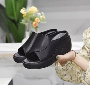 35-42 Large Size Summer Height Increasing Platform Soft-soled Cross-border Women’s Head Toe PU Upper Korean Style Sandals