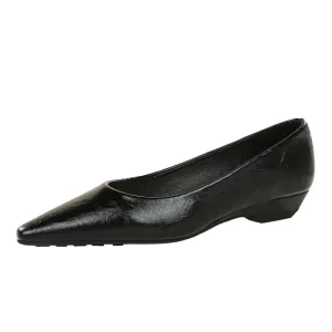 3683 20 Women’s Pointed Shallow Mouth Milk Joker Hepburn Wedge Shoes Low Heel for Autumn Commuter Work Comfortable Floating