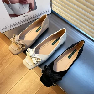 3688-33 Women’s Slip-On Flats Soft Sole Comfortable Shoes with Height Increasing Feature Wide Size 41 for Spring Summer