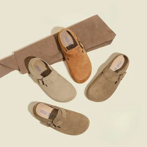 3CM Waterproof Round Toe Frosted Leather Women’s Flat Shoes New Autumn Soft Bottom Rubber Outsole for Loafers