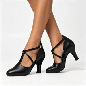5.5 7.5cm Character Shoes T Strap Latin Dance Heels Ballroom Salsa Tango Wedding Flamenco Footwear for Women