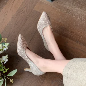 508 3 Plus Size 35 45 Women’s Banquet Dress Crystal Pumps Sandals Pointed Toe Sequins Wedding High Heels Stilettos Female Shallow