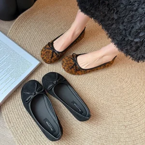 708 6 Early Summer Autumn Women’s Plus Size Slip-On Mary Jane Flats Bowknot Fragrance Style Toe Shallow Comfortable Wide Spring