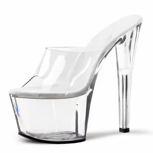 7Inch 17cm Nightclub Peep Toe Party Catwalk Banquet High Heels Full Dress Stripper Women’s Dshaped Heel Square Heel