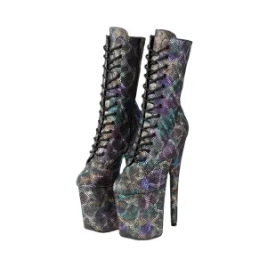 8″ 20cm Sexy Nightclub Exotic Lace-up Short Ankle Boots Party Platform Thin Heel Women’s Stripper Pole Dance Summer Shoes