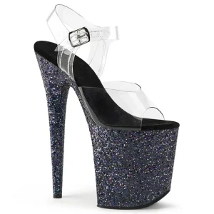 8″20cm Women’s Platform High Top Slip On Ultra High Thin Heels Transparent Outdoor Sandals Waterproof Open Toe Fashion Trend