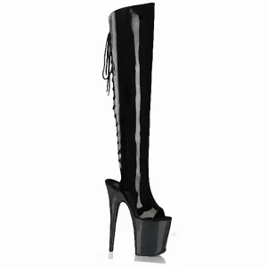 8 Inch Stripper Platform Women’s Boots for Models Nightclubs With 20cm Heels Transparent Soles Pole Dancing Over Knee Boots