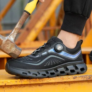 8846 4 Light Weight Men’s & Women’s Breathable Puncture proof Steel Toe Work Sneakers Rotating Button Casual Work Shoes
