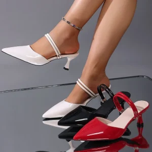 9670 3 Solid Color Closed Toe High Heel Sandals Summer New Fashion Closed Toe Slip On Stiletto Fashion Large Size Women’s Shoes
