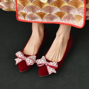 999 5Xiuhe Women’s Wedding Flat Shoes Comfortable Pointed Design Large Size for Pregnant Women Those Wide Fat Feet for Summer
