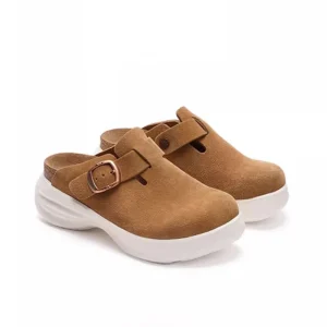 Accept Custom Unisex Cork Mules Shoes Women’s Thick Sole Baotou Casual Heel All match Half bag Slippers