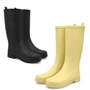 Adult Simple Fashion Rubber Waterproof Round Toe Rain Boots Women’s Non-slip High-rise Comfortable Four-season Water Shoes
