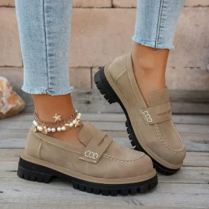 African & European Large Size Womens Flat Leather Loafers Mary Jane Shoes Factory Direct Peep Toe
