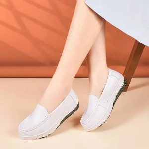 Air Cushion PVC Nurse Shoes Women’s Flat Comfortable Soft Sole Non-tiring Breathable Anti-slip White Toe Shallow Mouth Work