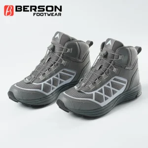 All Season Outdoor Waterproof Breathable Pu Mesh Upper Fast Lacing EVA Rubber Sole High Cut Anti Slip Unisex Hiking Shoes