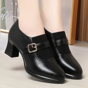 All purpose Work Shoes Single Heel Women’s Style Mid heel Mid aged Lady Mother’s Shoes