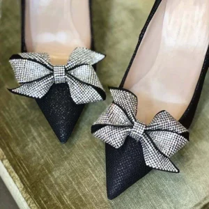 Alloy Fabric Bow Rhinestone Shoe Clip Bridal Wedding Ornament Women’s Removable