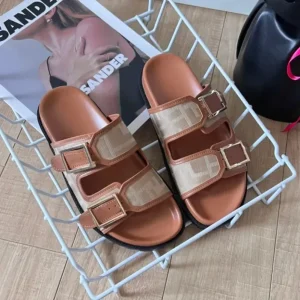 Alphabet Buckle Strap Sandals Women Summer Casual Retro Print Versatile Canvas Thick Sole Couple’s Fashion Trend