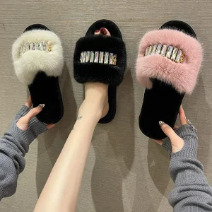 Animal Print Winter Soft Thermal Breathable Women’s Plush with TPR Outsole