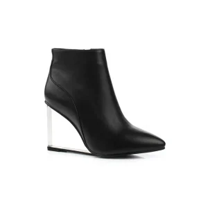 Anmairon New Fashion PU Leather Women’s Clear High Heel Ankle Boots Height Increasing for Autumn Winter Spring