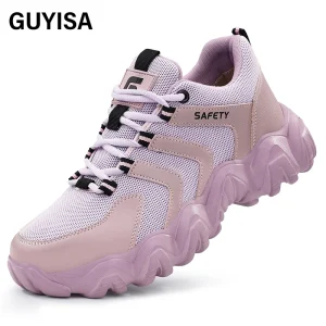 Anti Smashing and Anti Piercing Pink Sports Series EVA Soles Women’s Newly Designed Work Safety Shoes