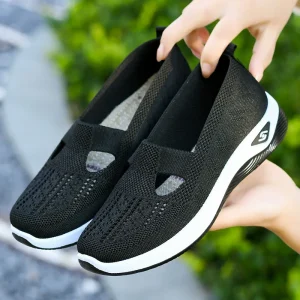 Anti slip Lightweight Breathable Women’s Knit Upper Walking Shoes Summer slip on Walking Shoes for Women