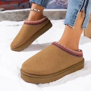 Autumn Comfort Sheepskin Midsole PVC Outsole Knit Upper Fleece Lining Bow Decor Leopard Print Women’s Slippers Peep Toe a