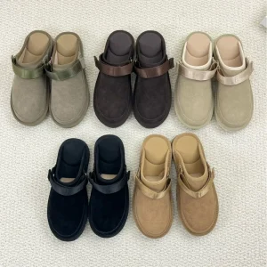 Autumn Cross-border New-style Cow Suede Upper Lightweight Non-slip Fashionable Versatile Flat-soled Slides Straps Closed-toe