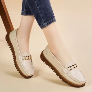 Autumn Korean Style Women’s Shoes Moms Cross-Border Loafers Large Size Soft Sole Driving Shoes Casual PU Upper Slip-On