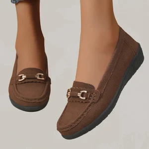 Autumn Large Size Loafers Women New Casual Slip On Flat Heeled Shoes Beanie Tendon Bottom Soft Microfiber Leather