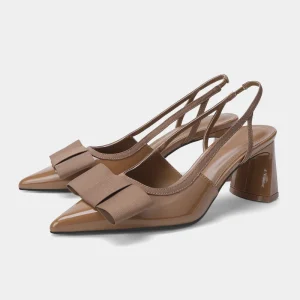 Autumn New Arrival Women’s Shoes Bow Knot Decorated Pointed Toe Chunky Heel Mules PU Low Top Fashion