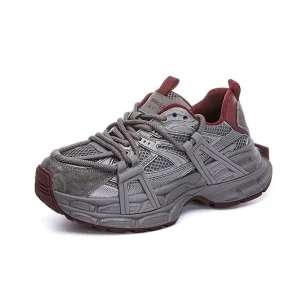 Autumn New Korean Version Women’s Retro Thick Top Sneakers Breathable Cushion with Thick Bottom Chunky Shoes