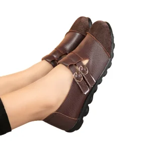 Autumn New Style Button Up Large Size Women’s Shoes Casual Flats Low Top Velcro Loafers Mom Sandals Versatile Outdoor Design
