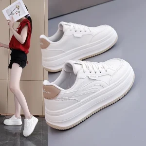 Autumn New Women’s Korean Style Platform Wedge White Sneakers Versatile Bread Shoes Fashion Casual Sports Footwear