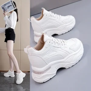 Autumn New Women’s Platform Hidden Heel Chunky Sneakers Versatile Footwear for Petite Girls Casual Sports Shoes