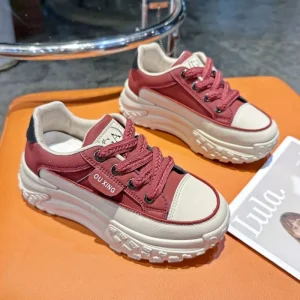 Autumn New Women’s Platform White Sneaker Height Increasing Casual Chunky Sole Board Shoes All Match Fashion Daily Footwear