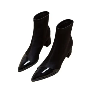 Autumn/Winter Fashion Pointed Women’s Short Boots New French Single Boots Thick Heel Thin Boots
