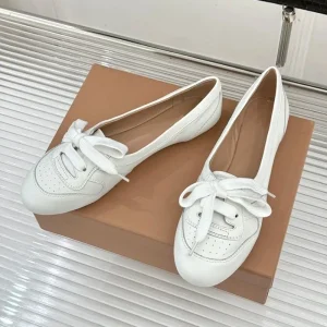 Autumn Winter Flat Shoes, Lacing Round Head Design, Genuine Leather Material, Woman Fashion Flat Shoes
