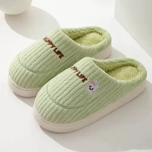 Autumn Winter Warm Lightweight Women’s Home Slippers Cotton Fur Soft Plush Heattech Stuffed Thickened Couple Indoor Outdoor