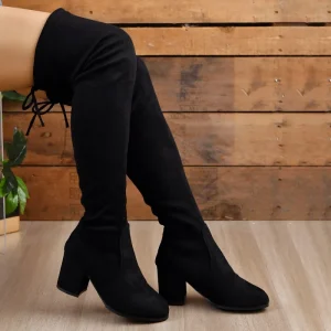 Autumn Winter Women’s Over The Knee Boots Large Size Slimming Elastic High Heeled Boots Thick Heeled Long Boots