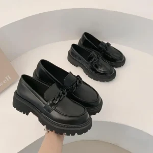 Autumn Women’s Casual Fashion Shoes Outdoor & Office Non-slip Thick Sole Custom Logo Matte Leather Shoes Women Closed Shoes