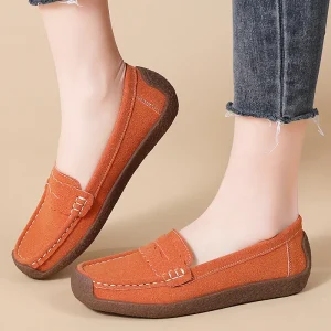 Autumn Women’s Large-Size Casual Loafers Fashionable Slip-On Flats ODM Exclusive Cross-Border Supply Elegant Slip-On Shoes