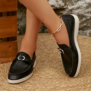 Autumn Women’s Loafers With Peep Toe and Detail Synthetic Leather Upper TPE Midsole Other Outsole Made in China