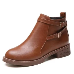 Autumn and Winter New Boots Women’s Low Heels with Short Boots Women’s Large Size Leather Women’s Boots
