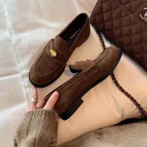 Autumn and Winter New Fashion Women’s Leather Loafers Comfortable Women’s Denim Dress Shoes